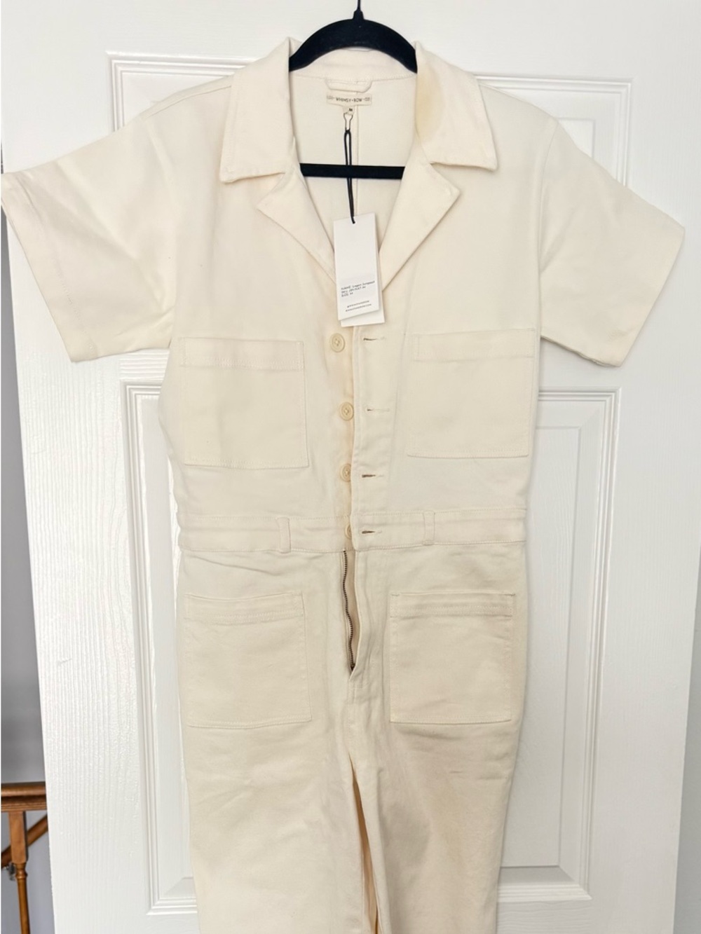Whimsy + Row Cream Utility Jumpsuit with Patch Pockets